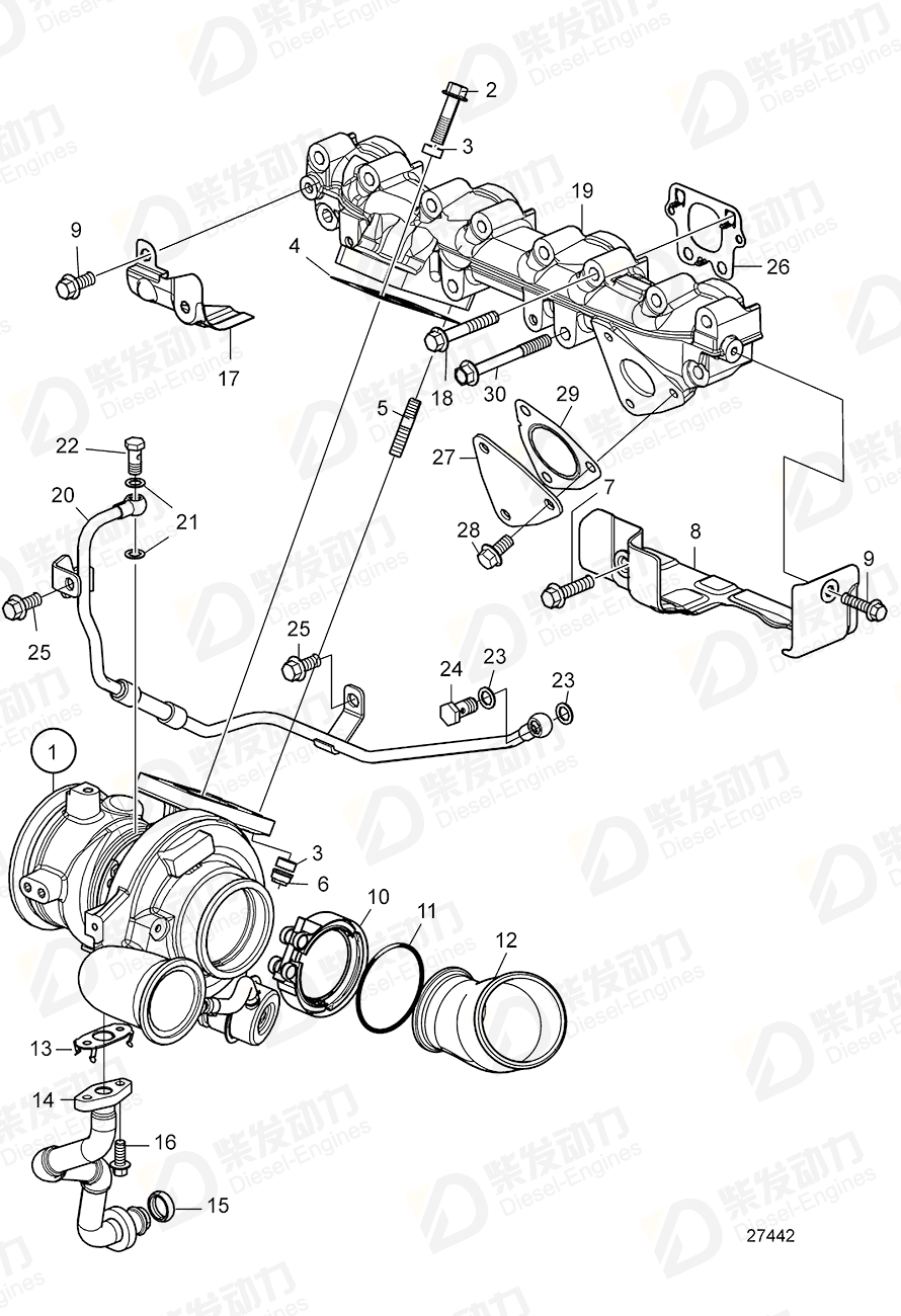 VOLVO Turbocharger 3801691 Drawing
